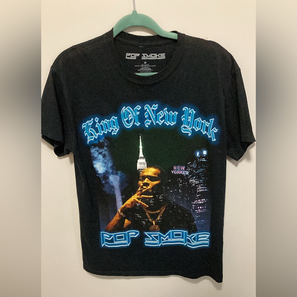 Pop smoke King of New york black and blue t-shirt